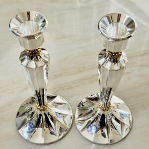 New Vintage Candlestick Holders Pair International Silverplated Gold Rope Accent